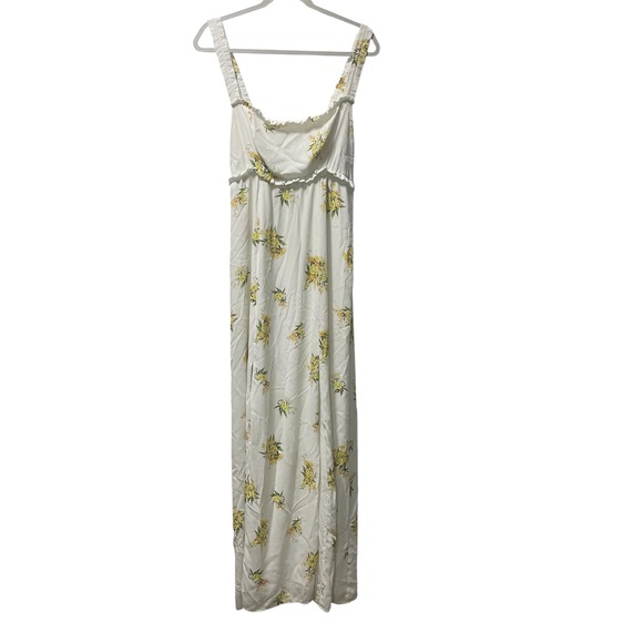 Show Me Your Mumu Floral Maxi Dress Womens Large White Yellow Ruffle - Picture 2 of 6